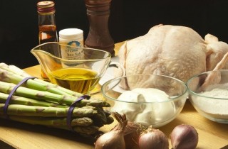 Курица фламбе со спаржей - фото шага 1