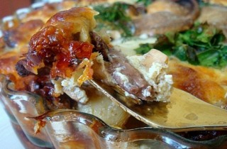 Запеканка по-деревенски с овощами, грибами и сердечками - фото шага 7
